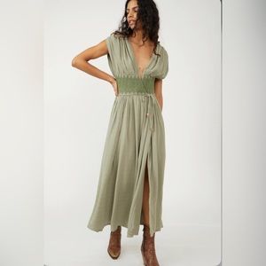 free people devon woven maxi dress in seagrass new women’s sz large